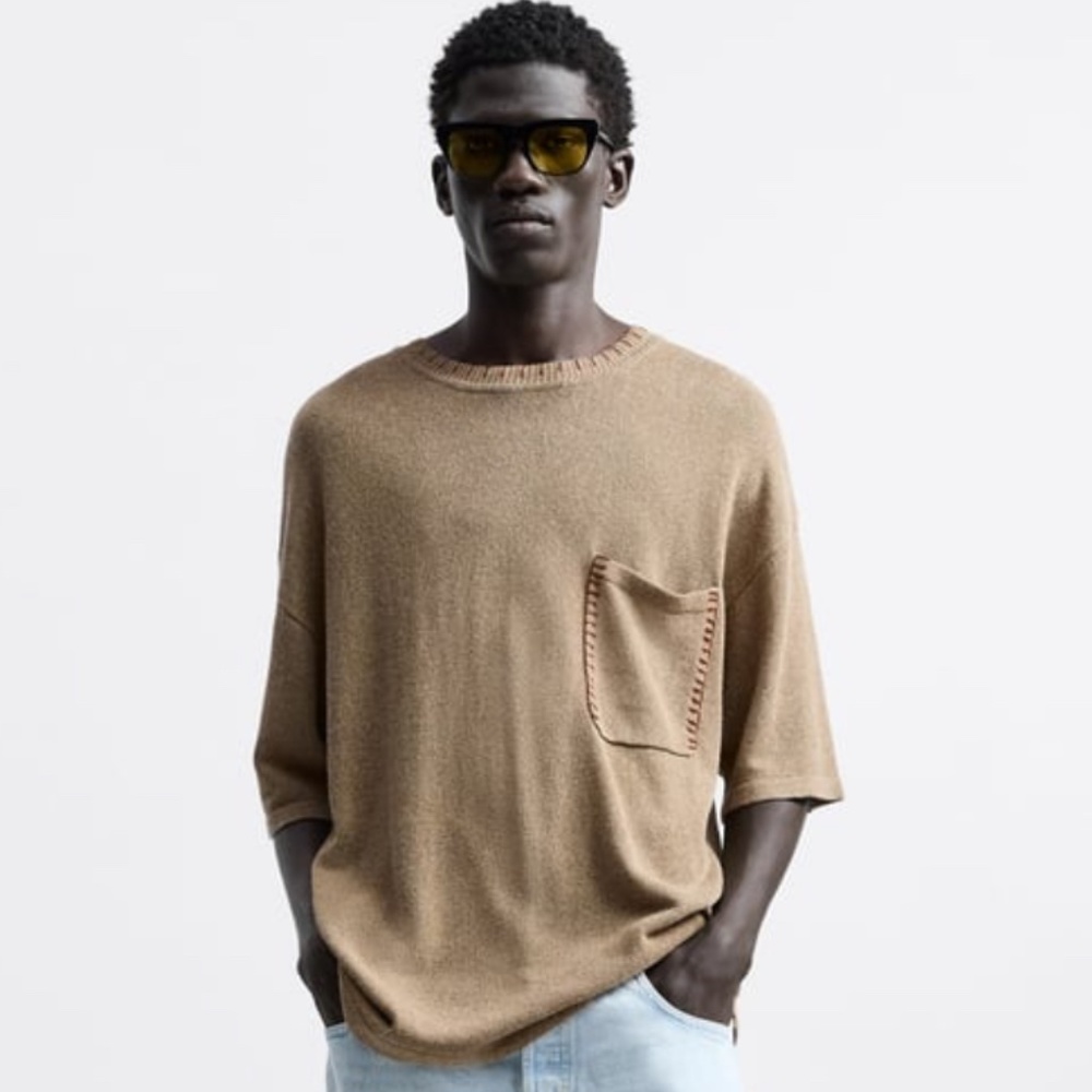 Zara Knit Viscose T-Shirt, M